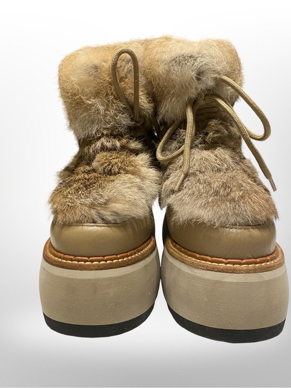 Paloma Barcelo Fur Trim Platform Winter Boots - Tan